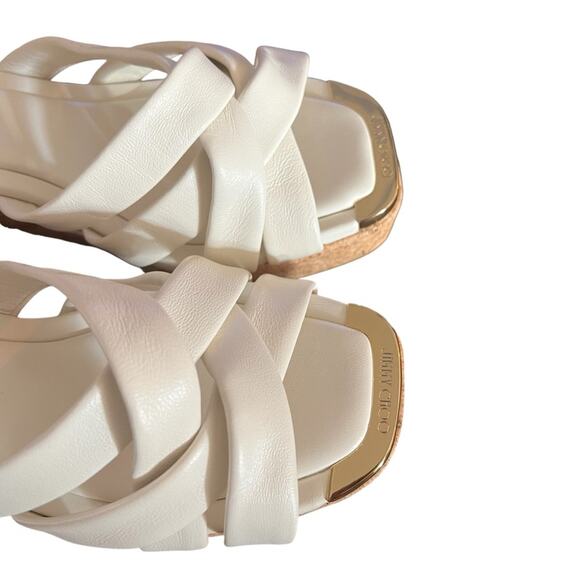 Jimmy Choo Maribou 110 Platform Leather Wedge Slide Sandals NEW EU 38.5/US 8.5 - Picture 6 of 10